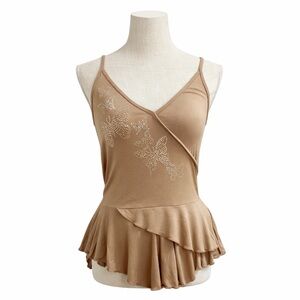 NWT Kimchi Blue Urban Outfitters Hazel Brown Peplum Butterfly Appliqué Cami Top